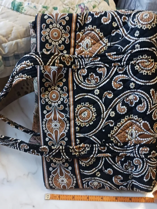 Vera Bradley 2008 Caffe Latte Shoulder Bag, Retired Quilted Cotton Purse - Picture 10 of 11